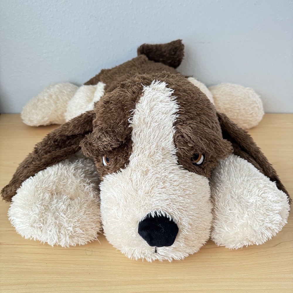 HUGE Jaag Brown‎ Puppy Dog 32"Stuffed Plush Laying Toy Weighted Beans